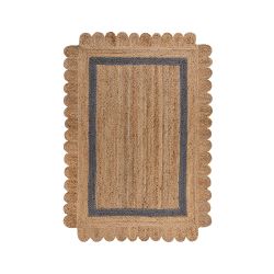 Grace Jute Scalloped Rug Grey 120X170