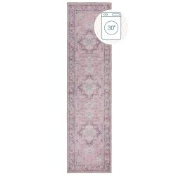 Washable Windsor Traditional Runner Pink 60X230