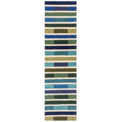 Piano Wool Modern Stripe Runner Green 60X230