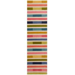 Piano Wool Modern Stripe Runner Pink 60X230