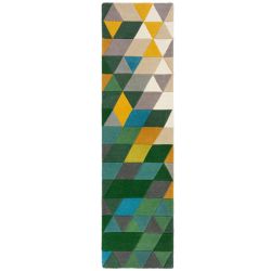 Prism Wool Geometric Runner Green 60X230