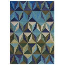 Reverie Wool Geometric Rug Blue 160X230