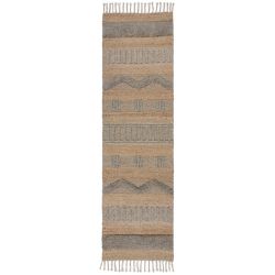 Medina Jute Weave Stripe Patterned Runner Grey 60X230