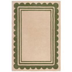 Lois Scallop Border Wool Rug Green 120X170