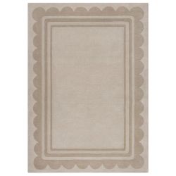 Lois Scallop Border Wool Rug Natural 120X170