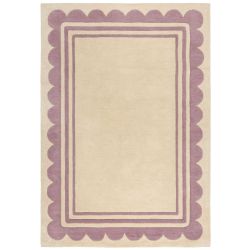 Lois Scallop Border Wool Rug Purple 120X170