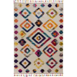 Bohemia Berber Shaggy Colourful Rug Cream 80X150