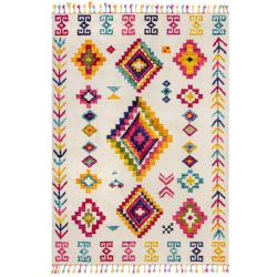 Coyote Berber Shaggy Colourful Rug Cream 80X150