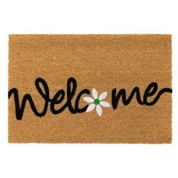 JVL Latex Coir Doormat - Welcome Daisy Design - 40x60cm