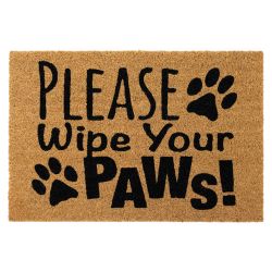 JVL Coir Doormat - Wipe Your Paws Design - 40x60cm