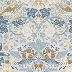 William Morris At Home Strawberry Thief Soft Blue Wallpaper