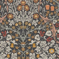 William Morris At Home Blackthorn Charcoal & Burnt Orange Wallpaper