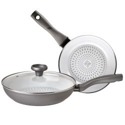 Prestige Earth Pan Recycled Frying Pan Twinpack with Glass Lid
