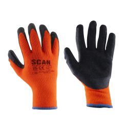 Scan Thermal Latex Coated Gloves - Orange - Size 9