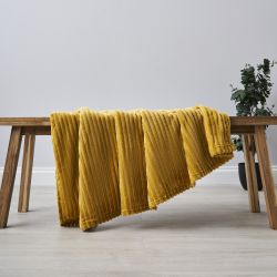Ribbon Velour Throw - Ochre