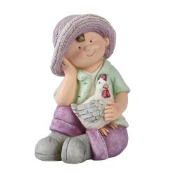 Polymagnesium Sitting Boy Ornament 30.5cm - Purple