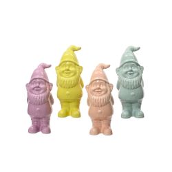 COLOURED CERAMIC GNOME ORNAMENT ASSORTED 34.5CM