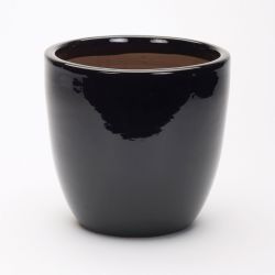 CAMBRIDGE GLAZED EGG POT 21CM BLACK
