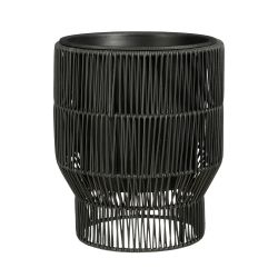 Peta Round Pot on Stand 33cm Black