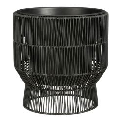 Peta Round Pot on Stand 37cm Black