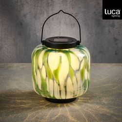 Solar Lantern LED Glass Green