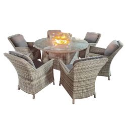 Rattan Wimbledon 6 Seater Firepit Set