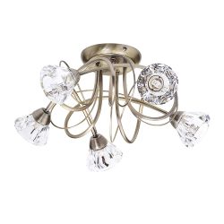 Cascade Lighting Neva 5 Light Ceiling Pendant Ant Brass