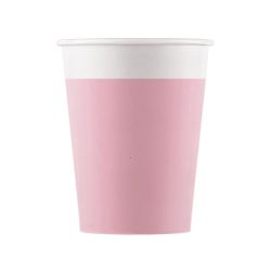 Pink Paper Cup With White Band 8 Pack