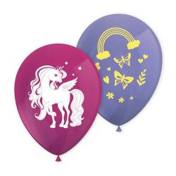 Rainbow Unicorn Printed Ballonons 8 Pack