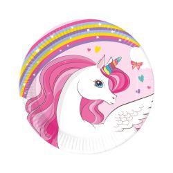 Rainbow Unicorn Party Plate 20cm 8 Pack