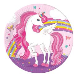 Rainbow Unicorn Party Plate 23cm 8 Pack