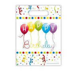 Happy Birthday Balloon Plastic Party Bags 6 Pack