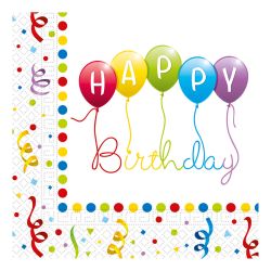 Happy Birthday Balloon Napkins 20 Pack
