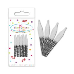 Birthday Candles Spiral Silver 10 Pack