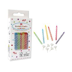 Birthday Candles with Holders 30 Pack