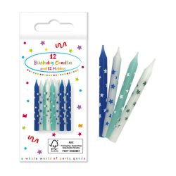 Birthday Candles Blue & Green 12 Pack