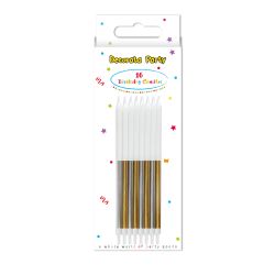 Birthday Candle with Holders Gold and Silver 16 Pack