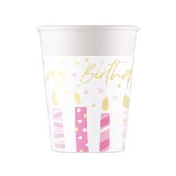 Happy Birthday Candle Paper Cups 8 Pack