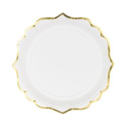 White With Gold Band Paper Plates 18.5cm 6 Pack