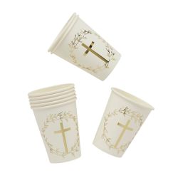 Gold Cross Paper Cups 8 Pack