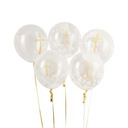 Gold Cross Confetti Ballons 12inch 5 Pack