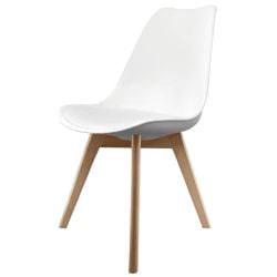 Soho White Plastic Dining Chair wih Square Light Wood Legs
