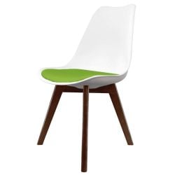 Soho White & Green Plastic Dining Chair with Square Dark Wood Legs