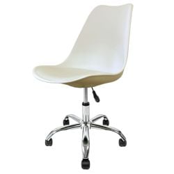 Soho Vanilla Plastic Dining Chair with Swivel Base