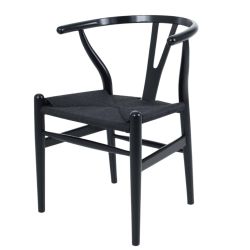 Wishbone Black Beechwood And Black Hemp Weave Dining Chair
