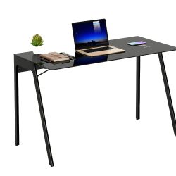 Modern Black Glass Desk 76x120x60 cm