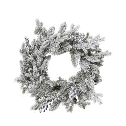 Frosted Wreath With Berries 50cm