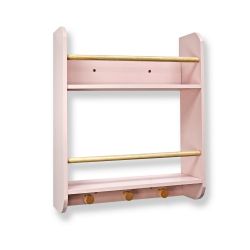 Pink 2 Tier Shelf with Hooks