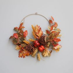 Autumn Half Wreath Leave & Pumpkins 50cm