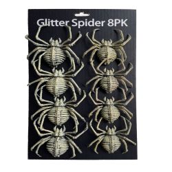 Halloween Mini White Spider Decor 8 Pk
